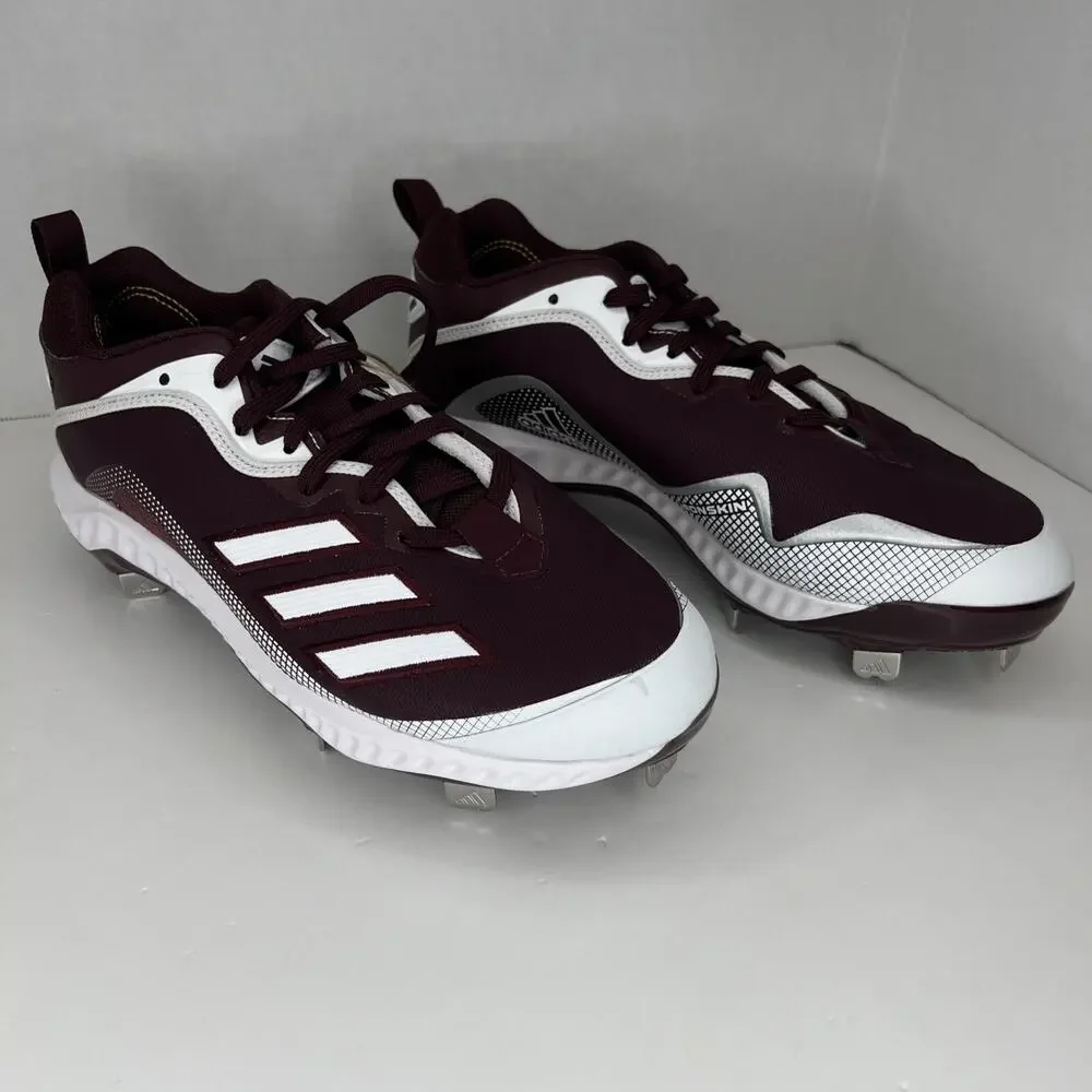 Adidas Icon 6 Bounce Metal Baseball Cleats Men's Sz 8.5 Maroon White FV9351 NEW!